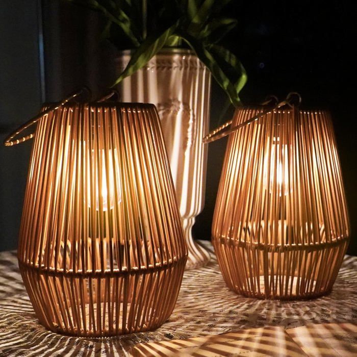 Lampes solaires dextérieur pour jardin lanternes solaires suspendues vintage - Lampes solaires dextérieur étanches - Lot de 2