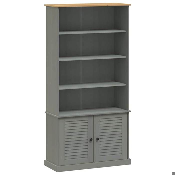 SALE 2026Bibliothèque - Colonne/Meuble Étagère de rangement pour livres - VIGO gris 85x35x170cm bois massif de pin 31.4 Kg 5543529