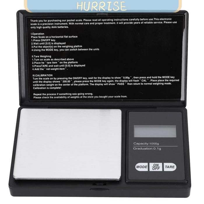 Tbest Échelle Mini Portable Haute Précision LED Digital Scale Or Argent Diamant Bijoux (1000g / 0.1g) table doseur