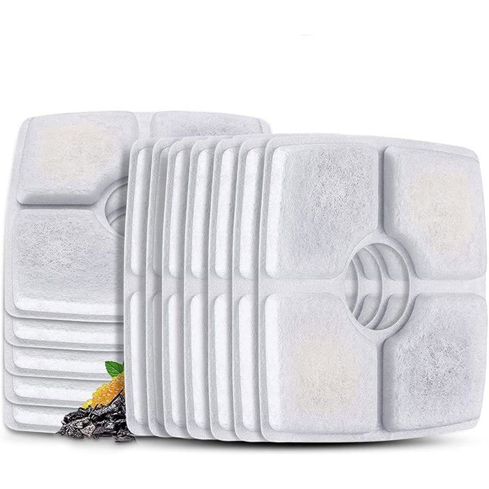 Filtres pour fontaine à eau pour chat - Phoesky - Lot de 12 - Compatible distributeurs carrés - Quadruple filtration