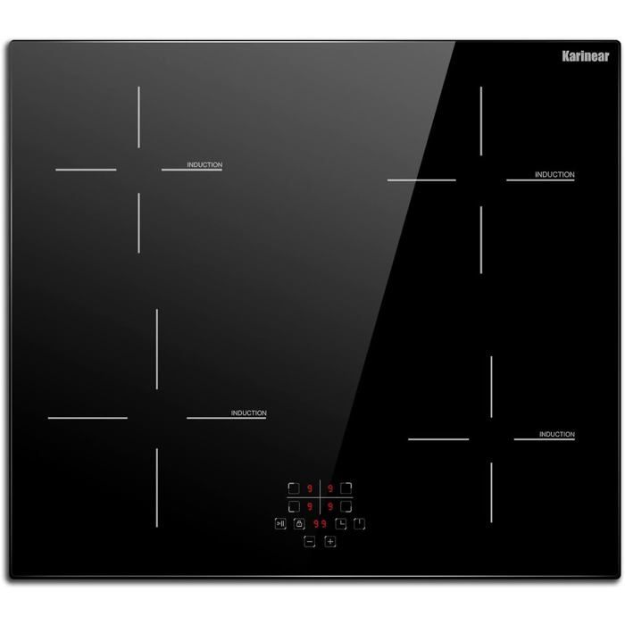 Plaque à induction encastrable - LEHRING - 4 zones de cuisson - Commande tactile - Minuteur intégré