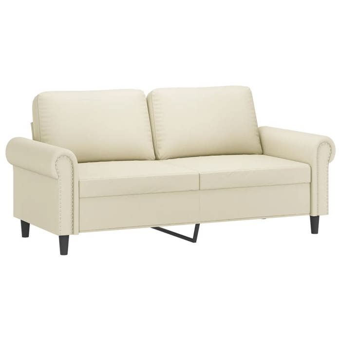 SOFA-Canapé salon - 2 places - (par siège) : 110 kg - oreillers - crème 140 cm similicuir C4311