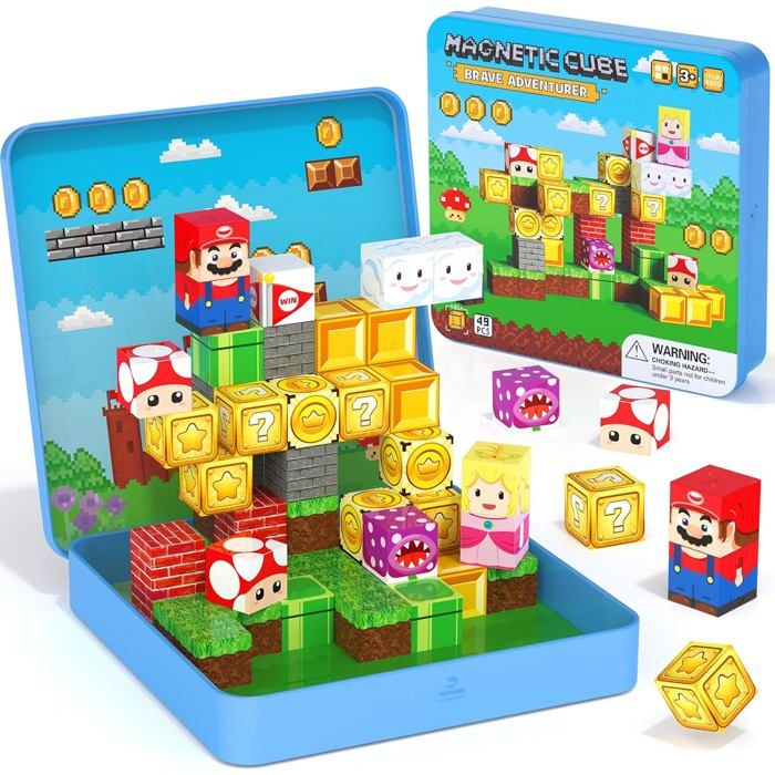 Blocs magnétiques blocs de construction magnétiques de 49 pièces pour les tout-petits mini jeu de cubes magnétiques