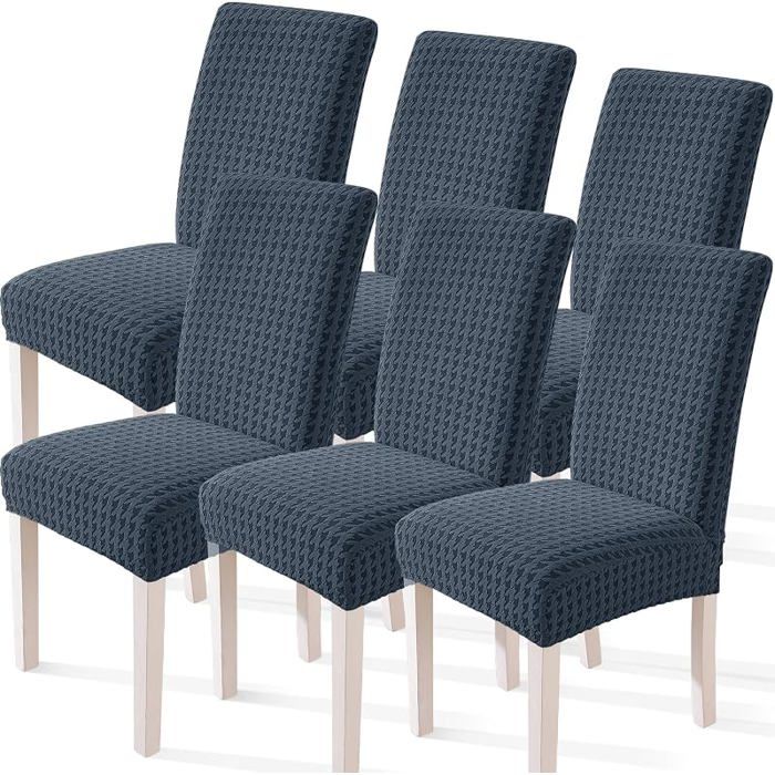 Housse De Chaise 6 Pièces Housse Chaise Salle À Manger Moderne Élastique Couvre Chaise Extensible 6 Pièces Gris Foncé