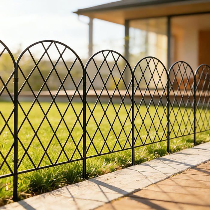 Clôture jardin décorative en métal - 10 panneaux fil soudé noir 60 cm x 33 cm - Longueur totale 3.3 m - Protection animaux
