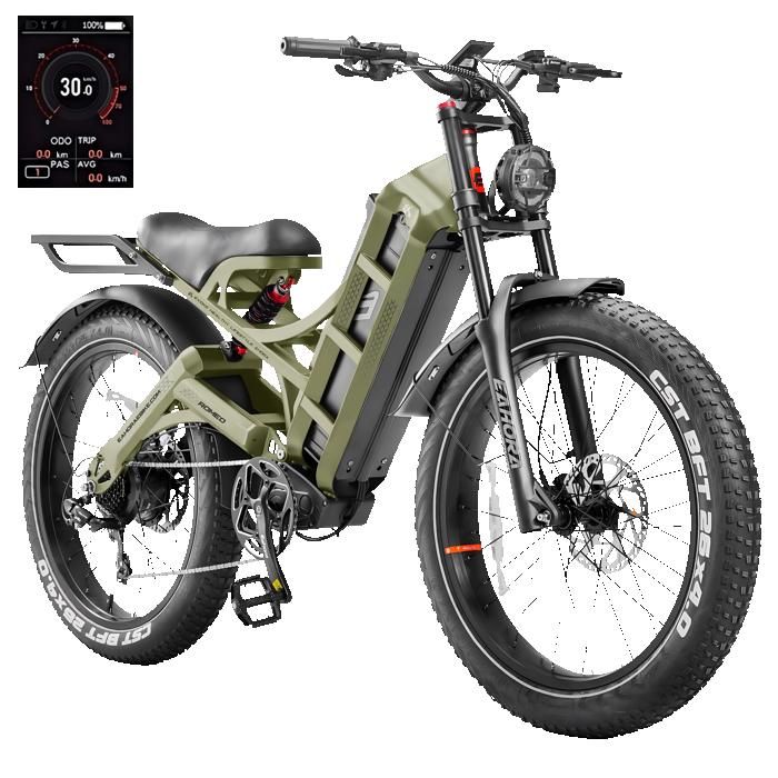 Vélo Électrique Tout Terrain eAhora Romeo PRO Homme Moteur 1600W Batterie 48V 60AH Suspension Hydraulique Réglable Contrôle APP