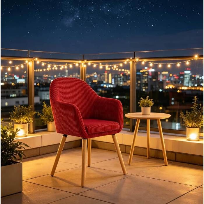 Chaise avec accoudoirs AESVAR rouge en corduroy assise rembourree 535 x 46 x 835 cm