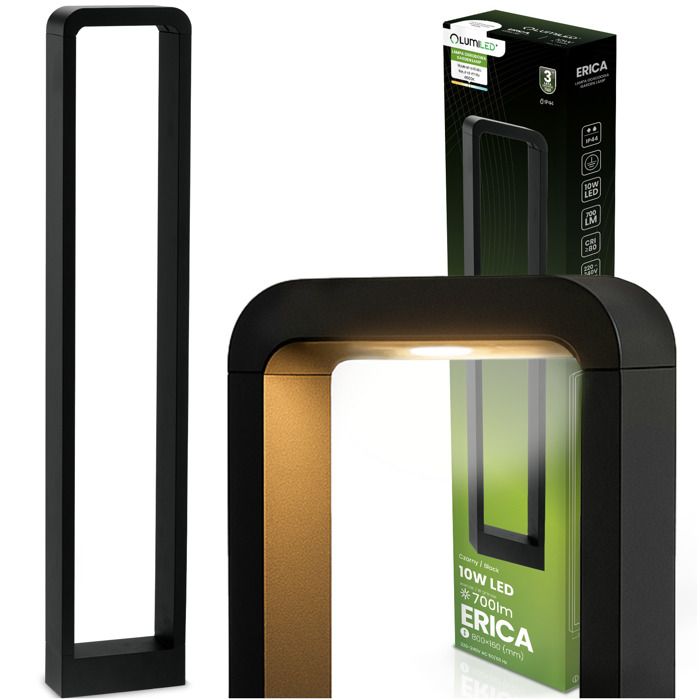 Lampe de jardin poteau extérieur sur pied LED 10W ERICA 80cm LUMILED