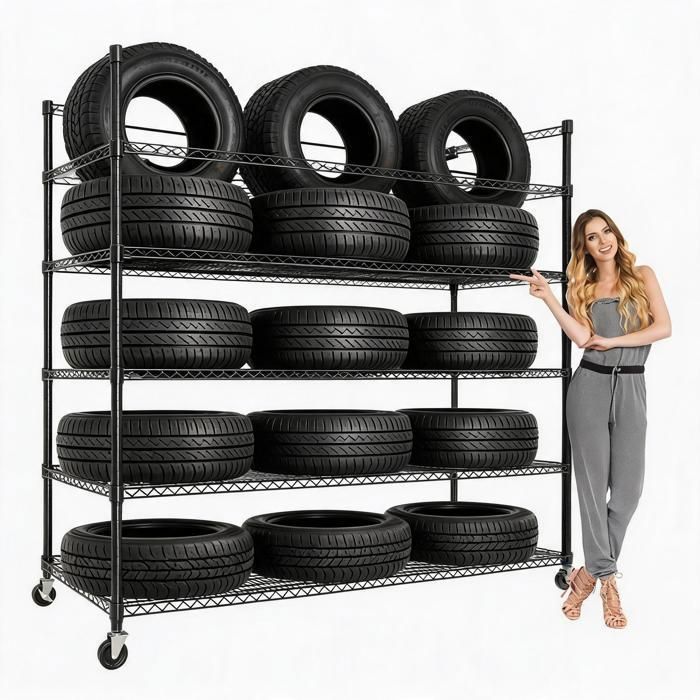 Étagère métallique lourde acier carbone – 1500 kg -Pour garage/entrepôt– 150 x 60 x 205 cm- 5 niveaux