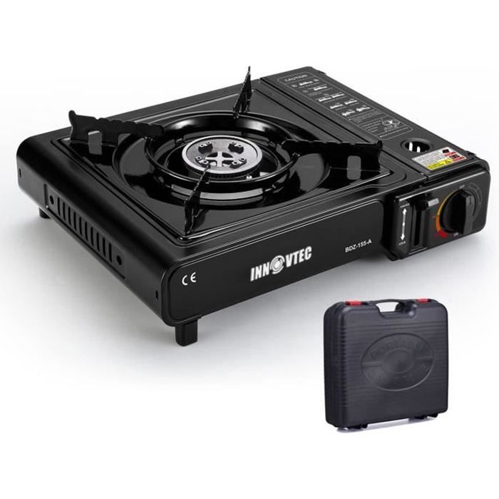 Réchaud à gaz de camping avec mallette de transport double usage cartouches à gaz internes  - Dofilo -  portables ou bouteille de ga
