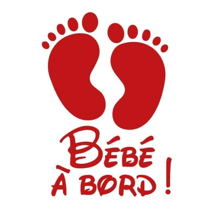 Sticker bébé à bord - ADZIF.BIZ - Petits pieds - Rouge - Voiture - 75 x 105 cm