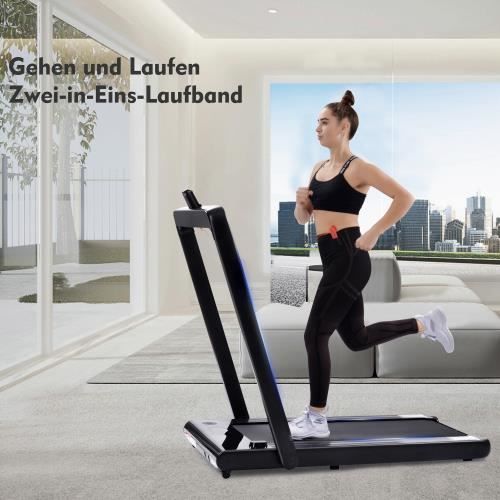 Tapis De Course électrique Pliable GEARSTONE 2 En 1 | Vitesse Max 12 Km/h, Charge Max 120 Kg | Noir/rouge