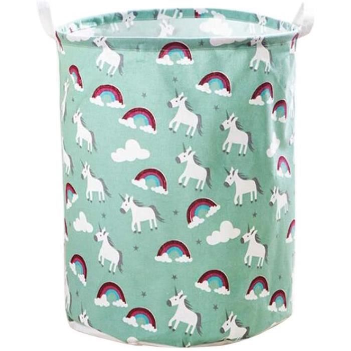 Panier à Linge 63L Arc-en-Ciel Fleurs Rose – Corbeille Jouets/Vêtements Enfant Fille, Imperméable