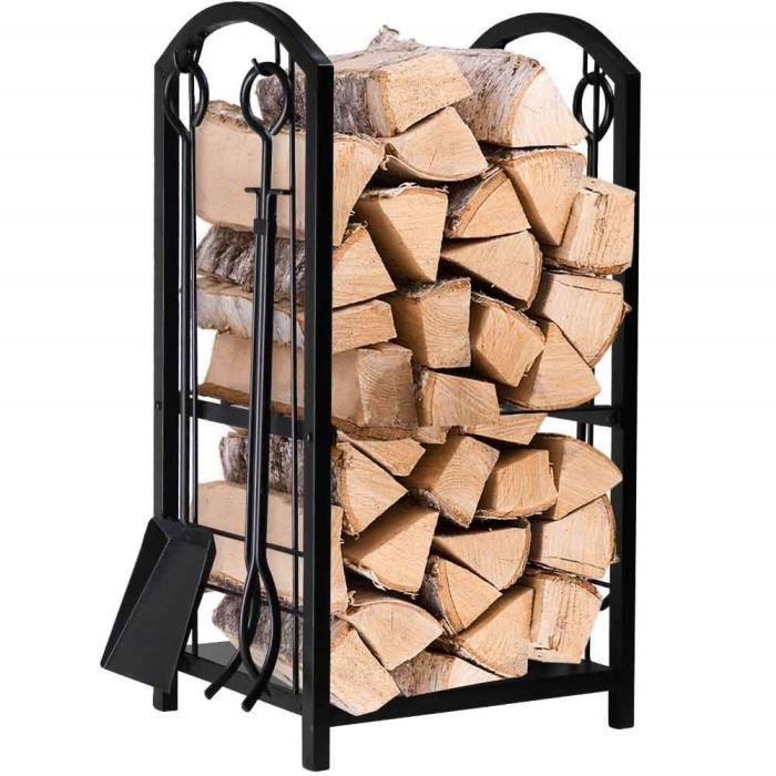 Amagabeli Porte Buches De Cheminee Avec 4 Outils 74 X 40 X 30cm