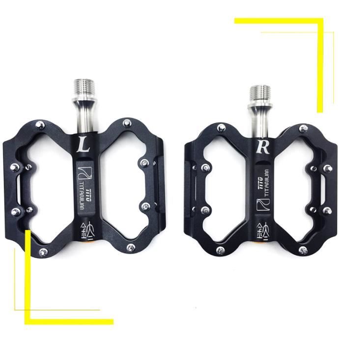 Pédales Vélo Alu CNC / Corps Aluminium / 3 Roulements / Titane 9/16
