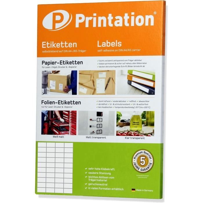 100 étiquettes Autocollantes Blanches A4 - Compatible Imprimante Jet D'encre Et Laser