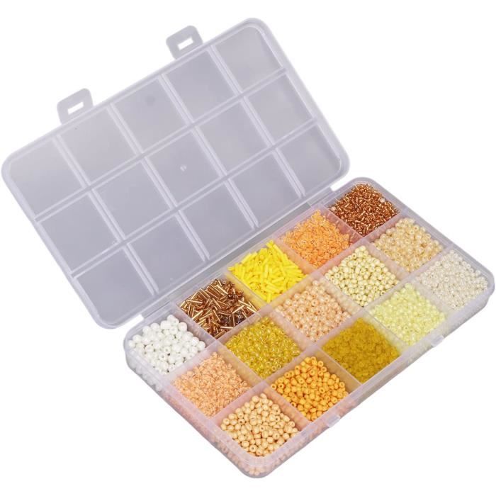 Lot De Perles De Rocaille En Verre Multicolores - Mélange De Couleurs Rouges, Vertes, Oranges, En Vrac