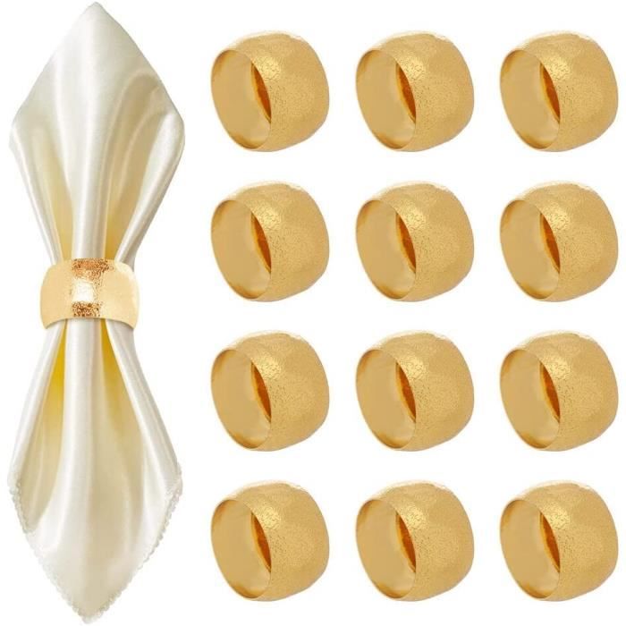 Ronds Serviette Mariage Ronds De Serviette Oenothera Lot De 12 - Alliage Doré Avec Perles - 4.2x3.5cm - Décoration Table Decoration Manga