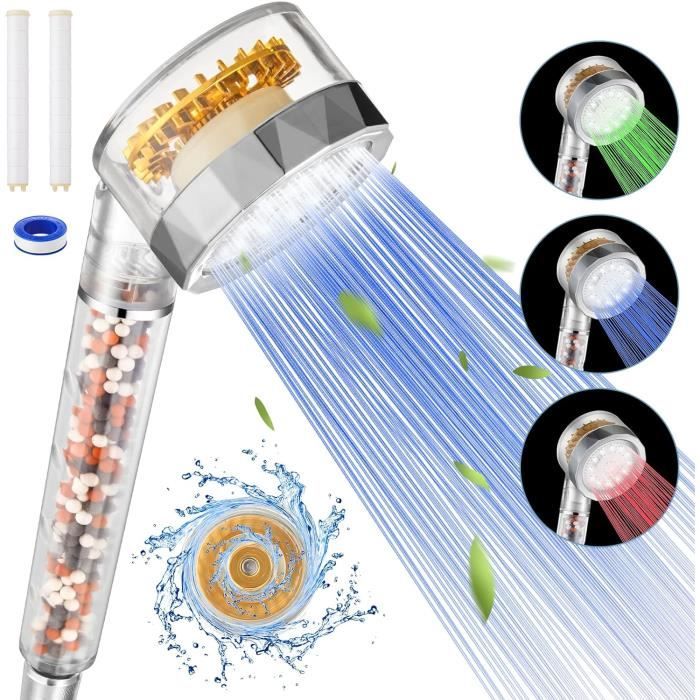Pommeau De Douche Haute Pression Anti-Calcaire – Pivotant 360°, Économie D'Eau, Finition Chrome