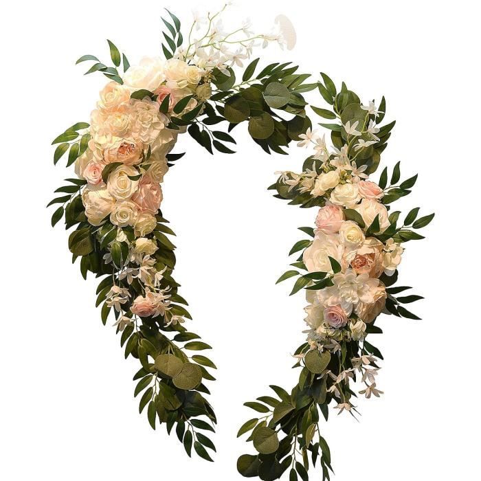 2 Guirlandes Eucalyptus & Saule Artificielles 4 M – Feuilles Réalistes, Fil De Fer, Déco Mariage, Noël, Murale