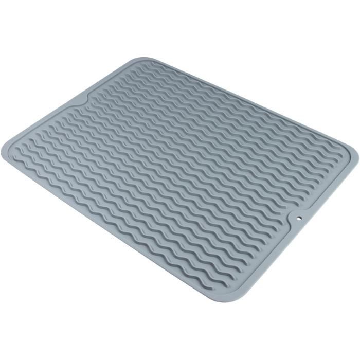 Tapis Égouttoir Slim WENKO - Silicone, 42x8cm, Noir, Pour Évier
