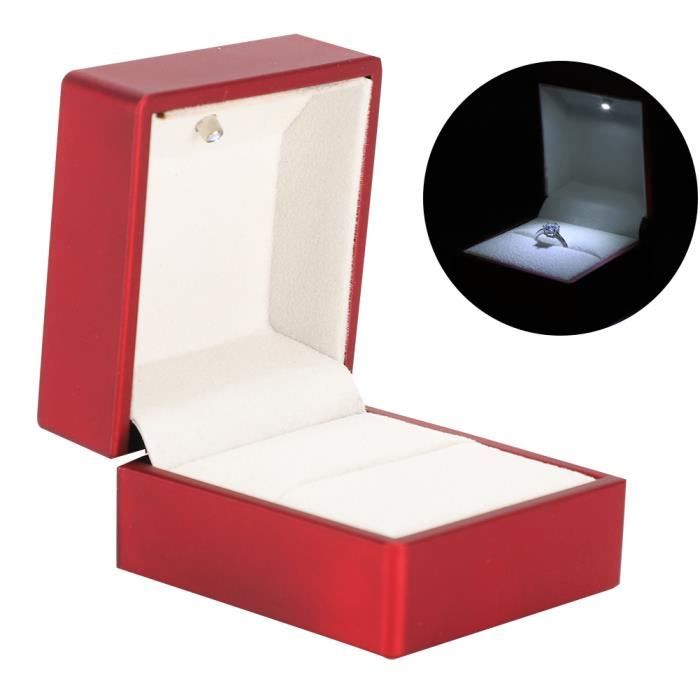 Boîte à bague avec lumière LED boîtier de cadeau d'affichage de bijoux (rouge et blanc)-SPR