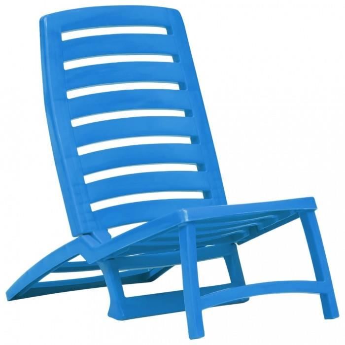 Magnifique Chaise De Plage Pliable 4 Pcs Plastique Bleu Achat