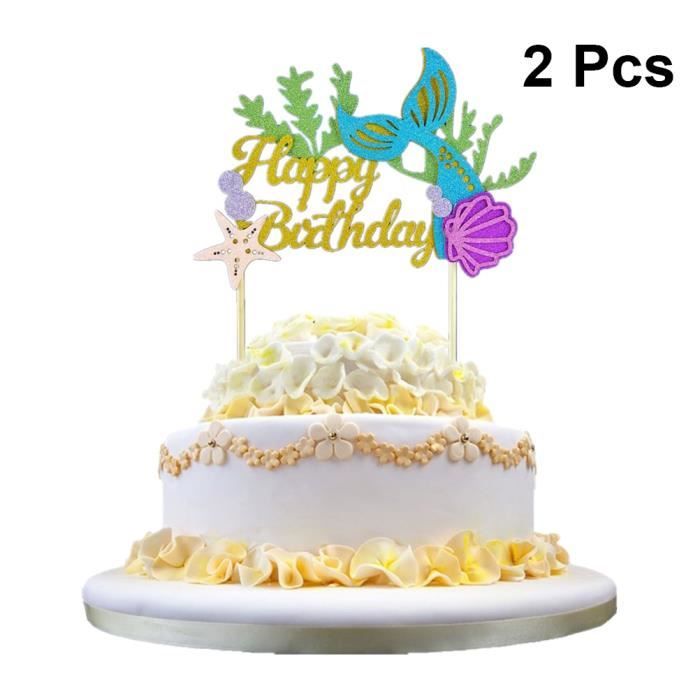 2pcs Queue De Sirene Gateau Topper Shining Shell Sea Star Gateau
