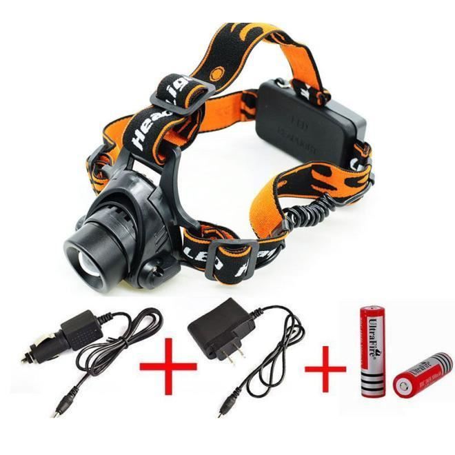 Chargeur 10PCS 5000 LM DEL Lampe Frontale Torche Tête avec 2x18650 Batterie