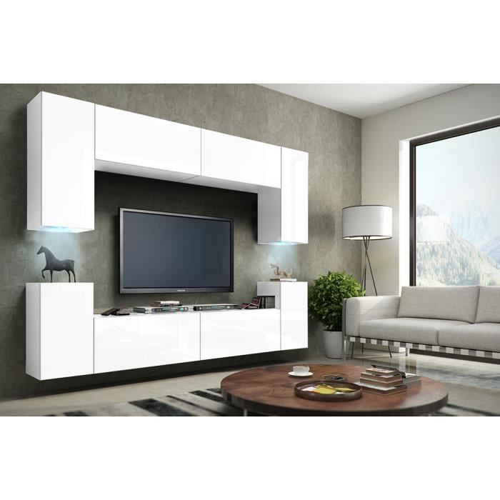 Meuble De Salon Meuble Tv Complet Suspendu Concept Corps Blanc
