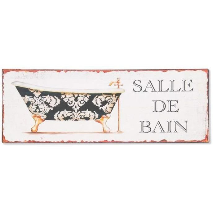 Tableau Cadre Plaque Murale Metal Baignoire Fond Blanc Salle De