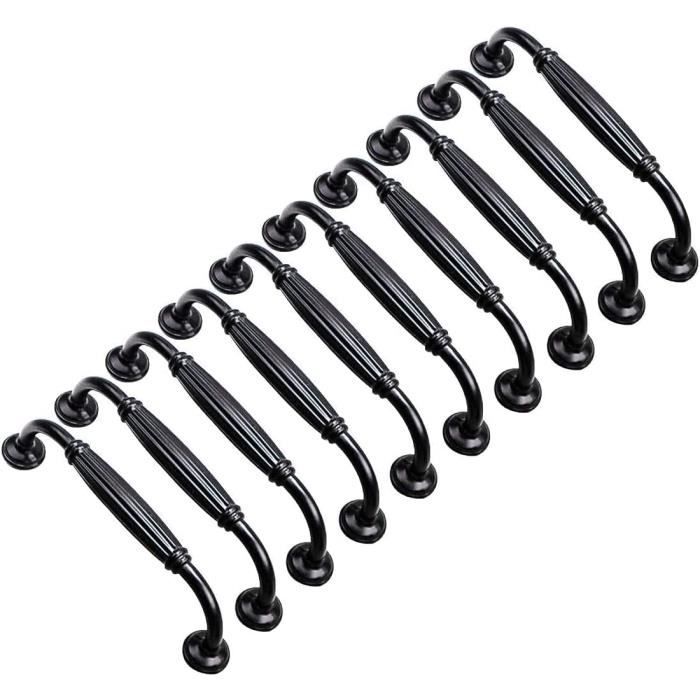 Lot de 10 Poignée Noir Poignee de Meuble Cuisine Poignee 96mm Poignee