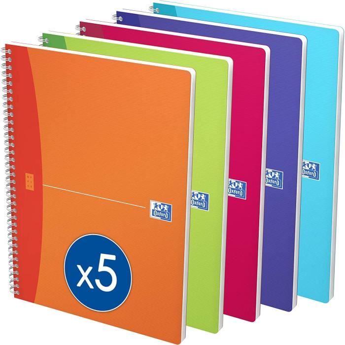 Oxford Urban ix Lot de 5 Cahiers à Spirales 100 Pages à Lignées 7