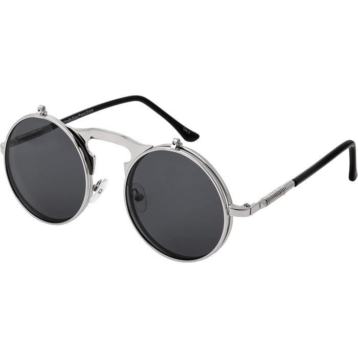 Flip Up Lunettes Steampunk Verres Vintage Homme Femme Uv400