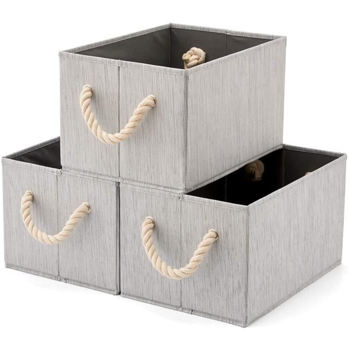 Porte-revues En Feutre Gris - 40x40x25cm - 7 Compartiments - Poignée Transport