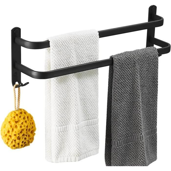 Porte-Serviettes Salle de Bain avec 2 Barres 180°Rotatives Sèche