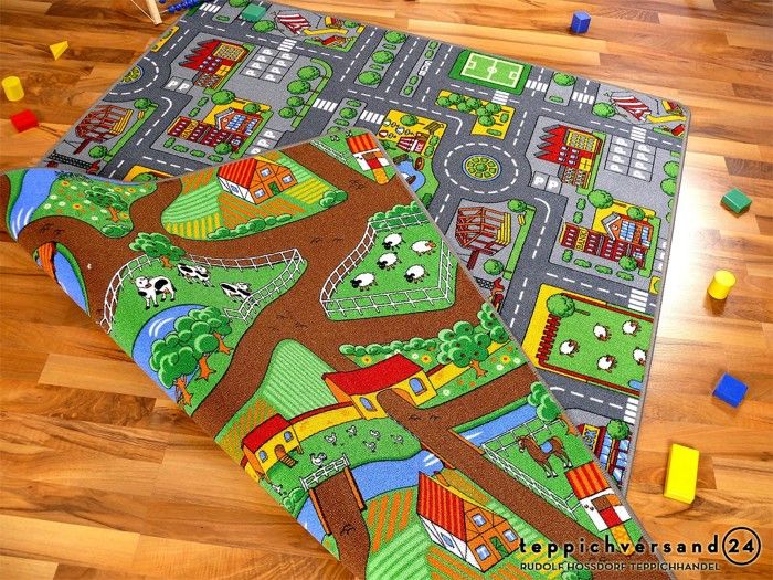 tapis de jeu avec routes reversible deux faces avec paysages routiers differents 140x200 cm cdiscount maison