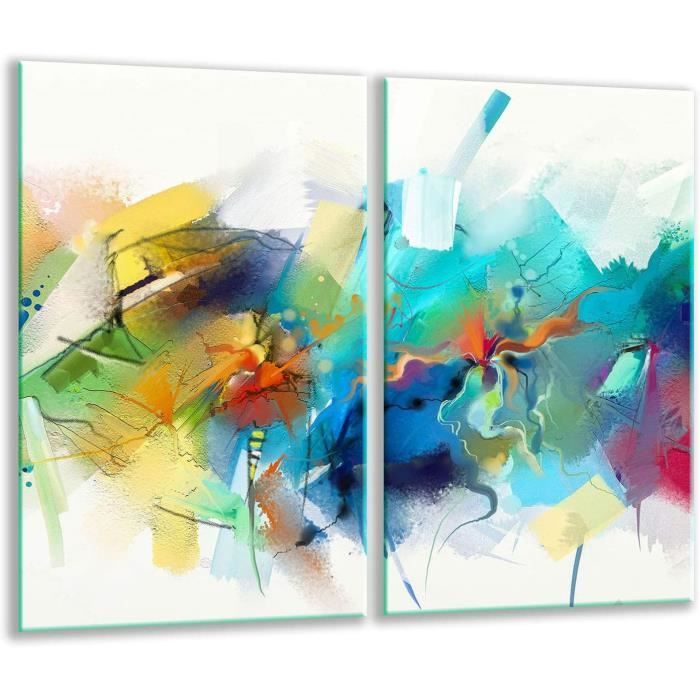 QTA Kookafdekplaten, 2 x 30 x 52 cm, keramische plaat, 2-delig, universeel elektrisch fornuis, inductie voor kookplaten, kookplaatbescherming, decoratieve snijplank, veiligheidsglas, spatbescherming