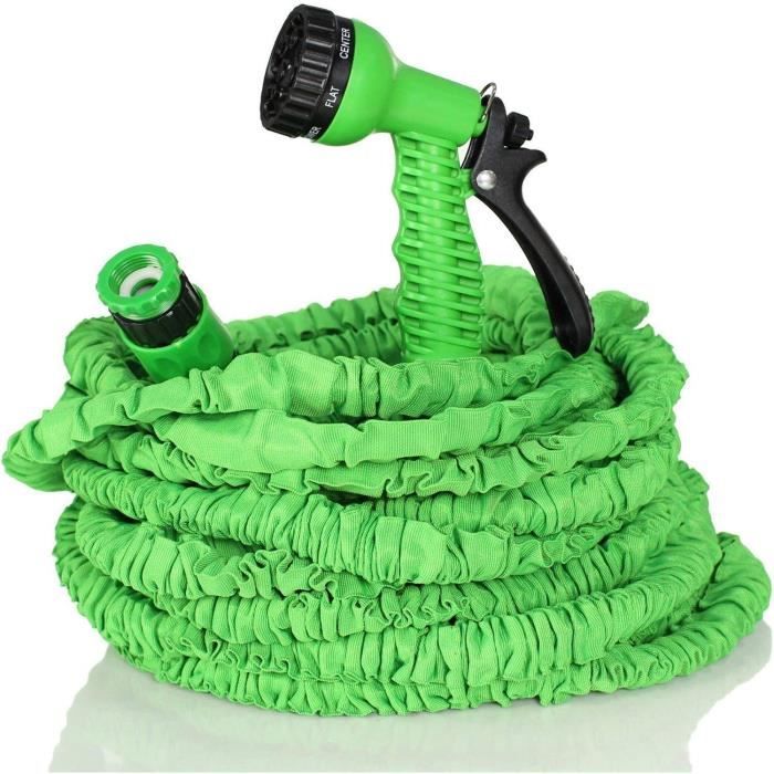 Tuyau Arrosage Extensible 15m 50FT Tuyau Arrosage Résistant Aux Torsions Buse Rotative à 10 Motifs Connecteur en Cuivre 3/4 Support de Tuyau Sac de Rangement de Jardin 