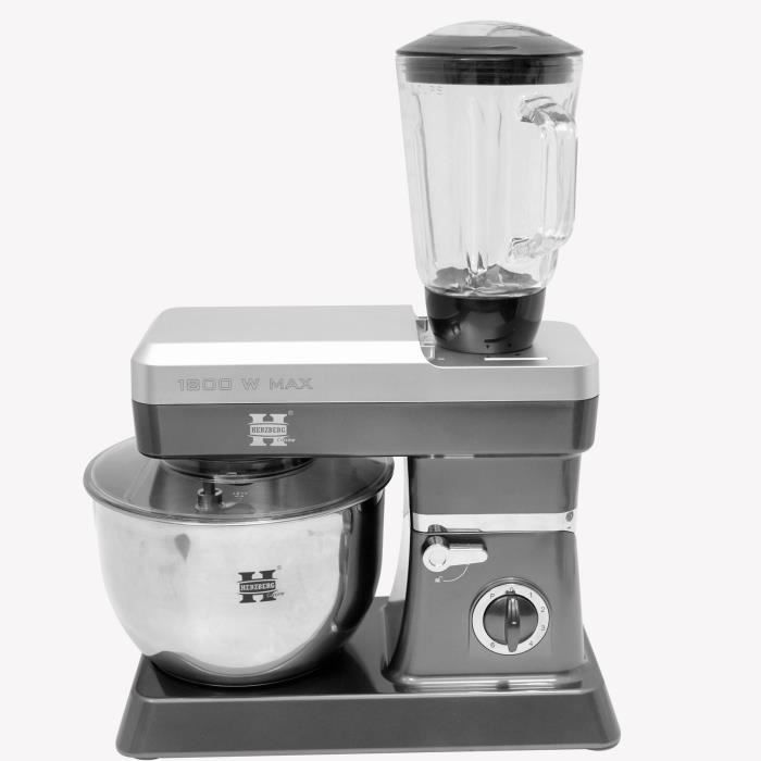 Robot petrin 1800 W max 6.5L gris Herzberg HG5065-GRIS