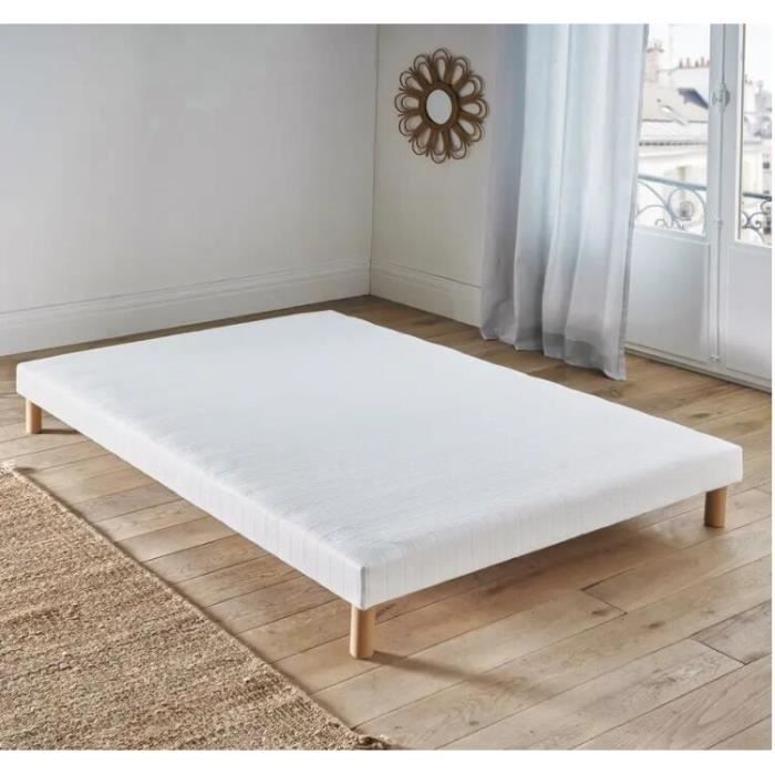 Keyroto Lit à Sommier Tapissier 140 X 190 Cm, Avec Matelas Et