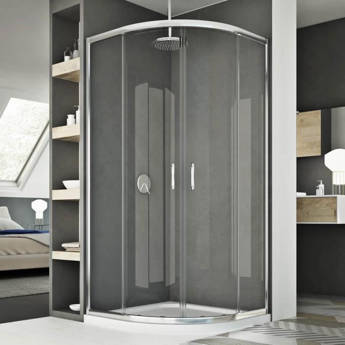 Cabine Douche Demi Circulaire 90x90 Cm H185 Transparent Modele