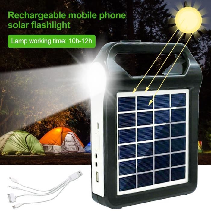 Générateur solaire Portable multifonction, lampe de poche LED, lanterne,  système de chargeur USB, batterie ex