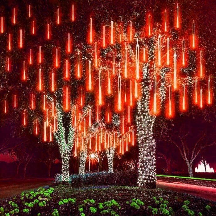 Decoration Noel Exterieur 8/16/24/32Tubes Pluie De Météores LED Guirlandes Lumineuses 30CM/50CM Pour L'extérieur De Noël Arbre De Mariage Décoration De Vacances 220V/110V Sapin De Noel Lumineux Led