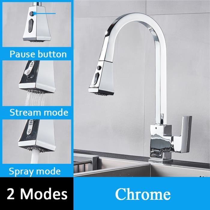 Robinet De Cuisine En Or Brossé,mélangeur De Pulvérisation Extractible