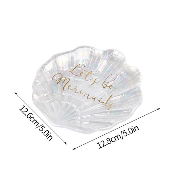 Plateau à Bijoux En Céramique Blanche – Format 11,5 X 10 Cm, Design Plat Coquillage, Pour Rangement Ou Déco
