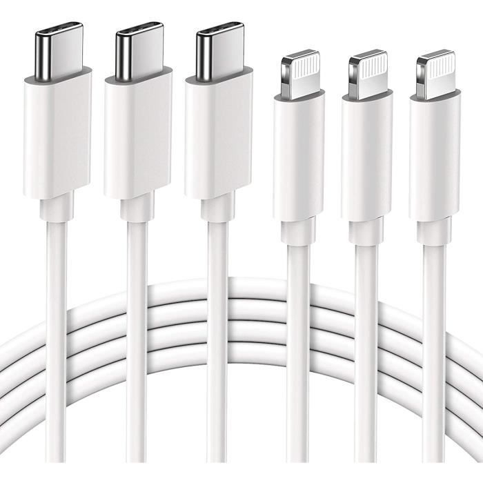 Quntis Lot 3 Cables USB C vers Lightning Charge iPhone Rapide MFi
