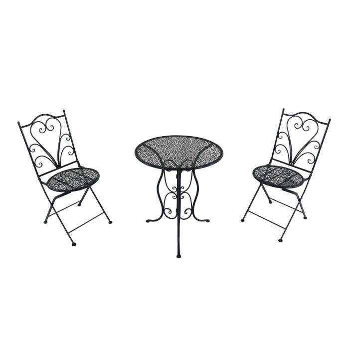 ensemble bistro extérieur axi eloise - 2 chaises pliantes et 1 table - imprimé gris
