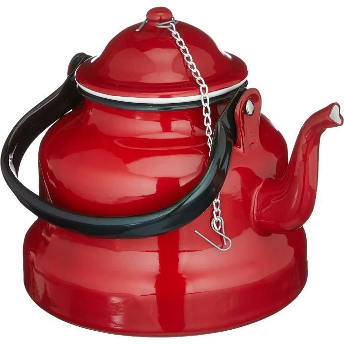 Théière Ibili 0,75L En Acier émaillé Rouge - Lavable Au Lave-vaisselle, Design Rétro