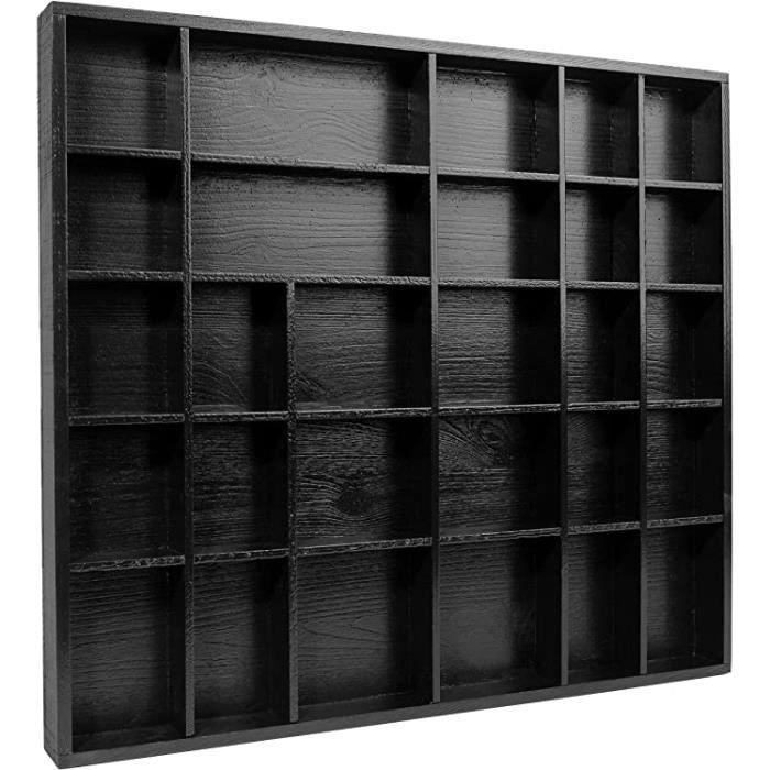 Organiseur tiroir - CREATIVE HOME - Vitrine Plateau Bois Noir - 28 Compartiments - 44,5 x 40 x 3 cm